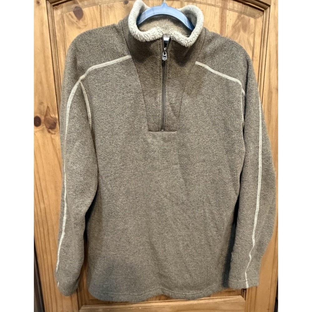 Kuhl Fleece Pullover L Brown Quarter Zip Sherpa Collar Outdoor Hiking